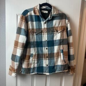Aeropostale brown and blue flannel